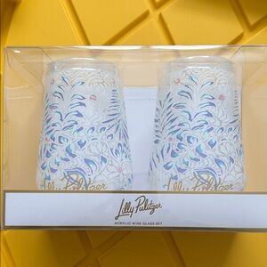 Lilly Pulitzer Blue and Gold Acrylic Glass Set